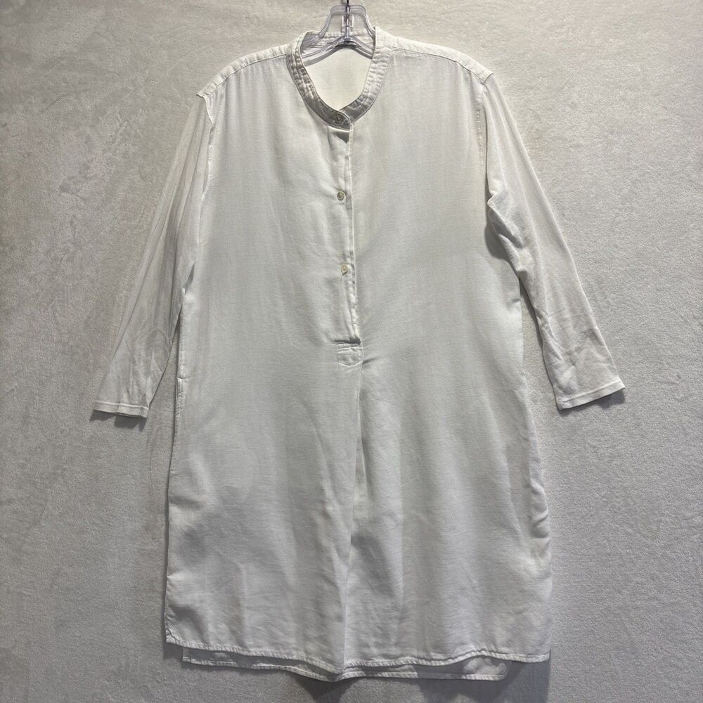Standard James Perse White Cotton Tunic Shirt Dress Mandarin Collar Women Size 3